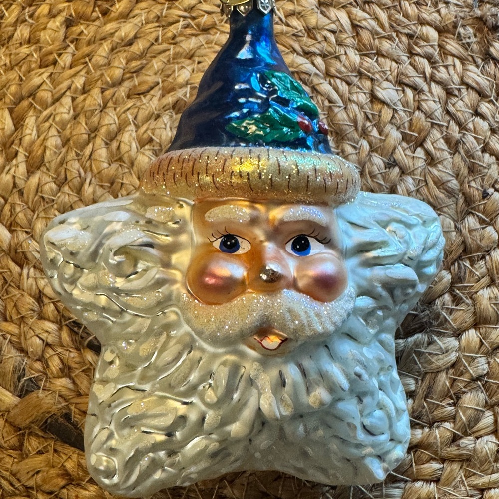 CHRISTOPHER RADKO ORNAMENT- Shine on Santa Blue 2000